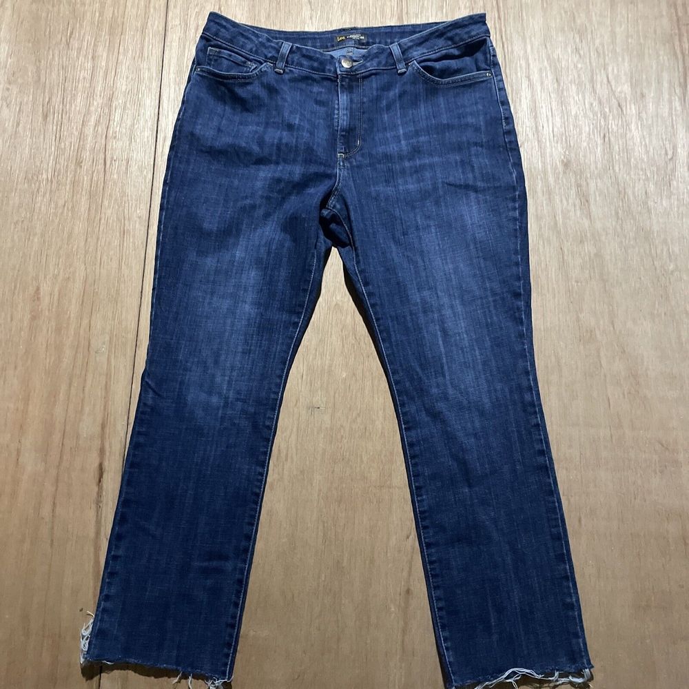 Lee Total Freedom Straight Leg Jeans Womens 18 Short Blue Mid Rise Modern Series